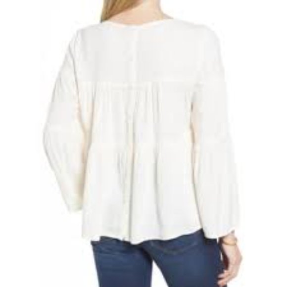 Madewell tiered button back bell sleeve boho top szS - Picture 3 of 14